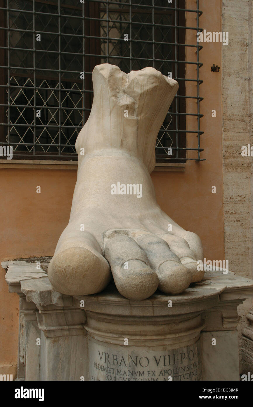 Constantine I, The Great (272-337). Roman Emperor. Foot of Constantine's colossal statue. Rome. Stock Photo