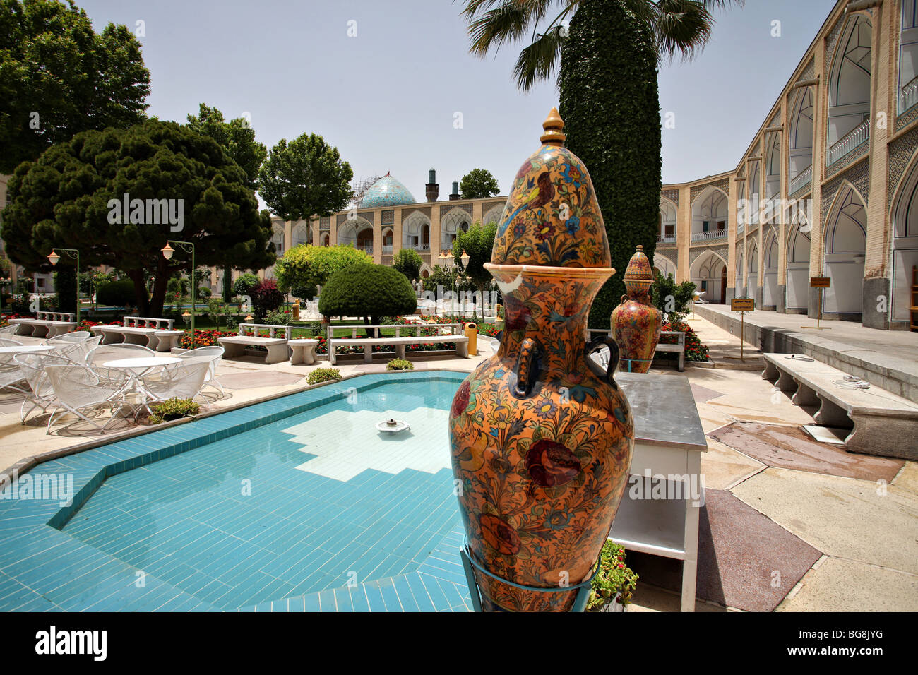 Isfahan (or Esfahan, in Iran) : Abassi Hotel (2009) Stock Photo