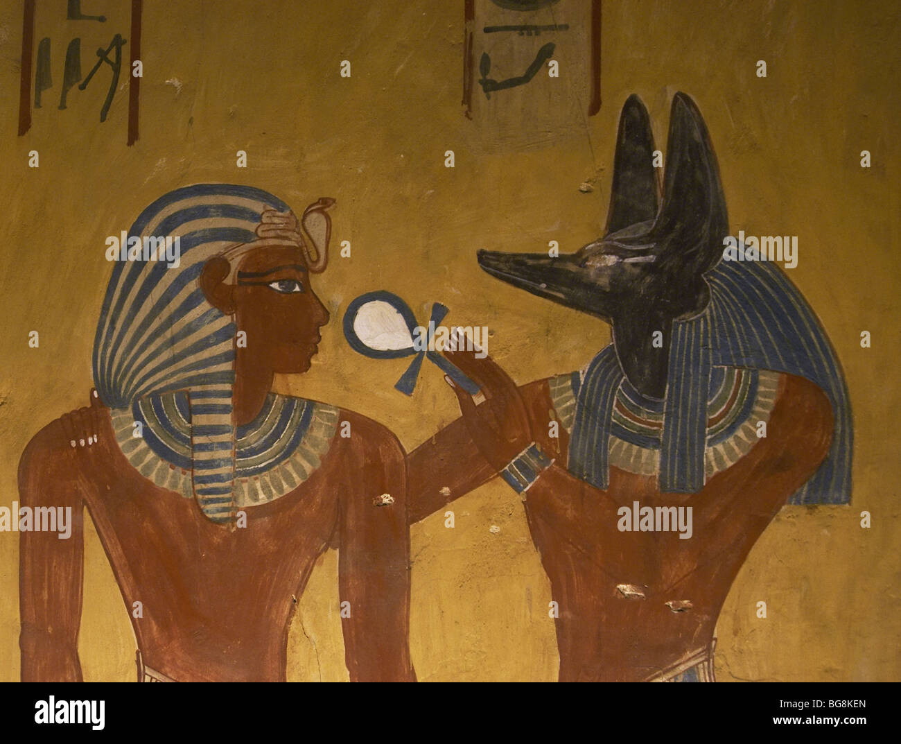 EGYPT. Tomb of Menjeperura or Thutmose IV. Anubis gives the Pharaoh the key of life. Stock Photo