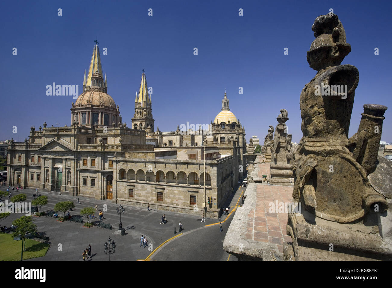 MEXICO. GUADALAJARA. Partial view of the Armas Square with the Cathedral. Stock Photo