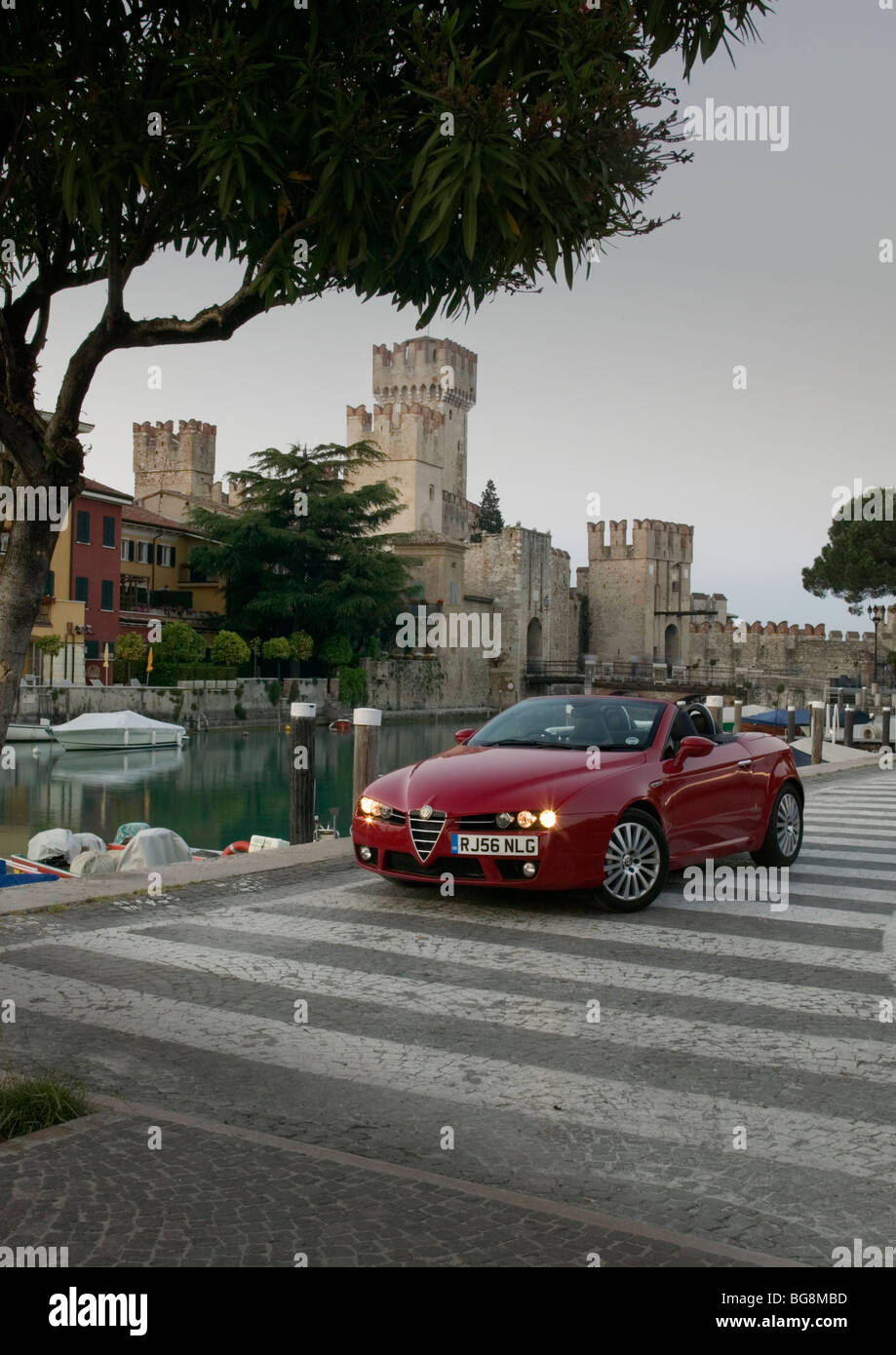 Spider on the dock at Sirmione Lake Garda Italy Stock Photo