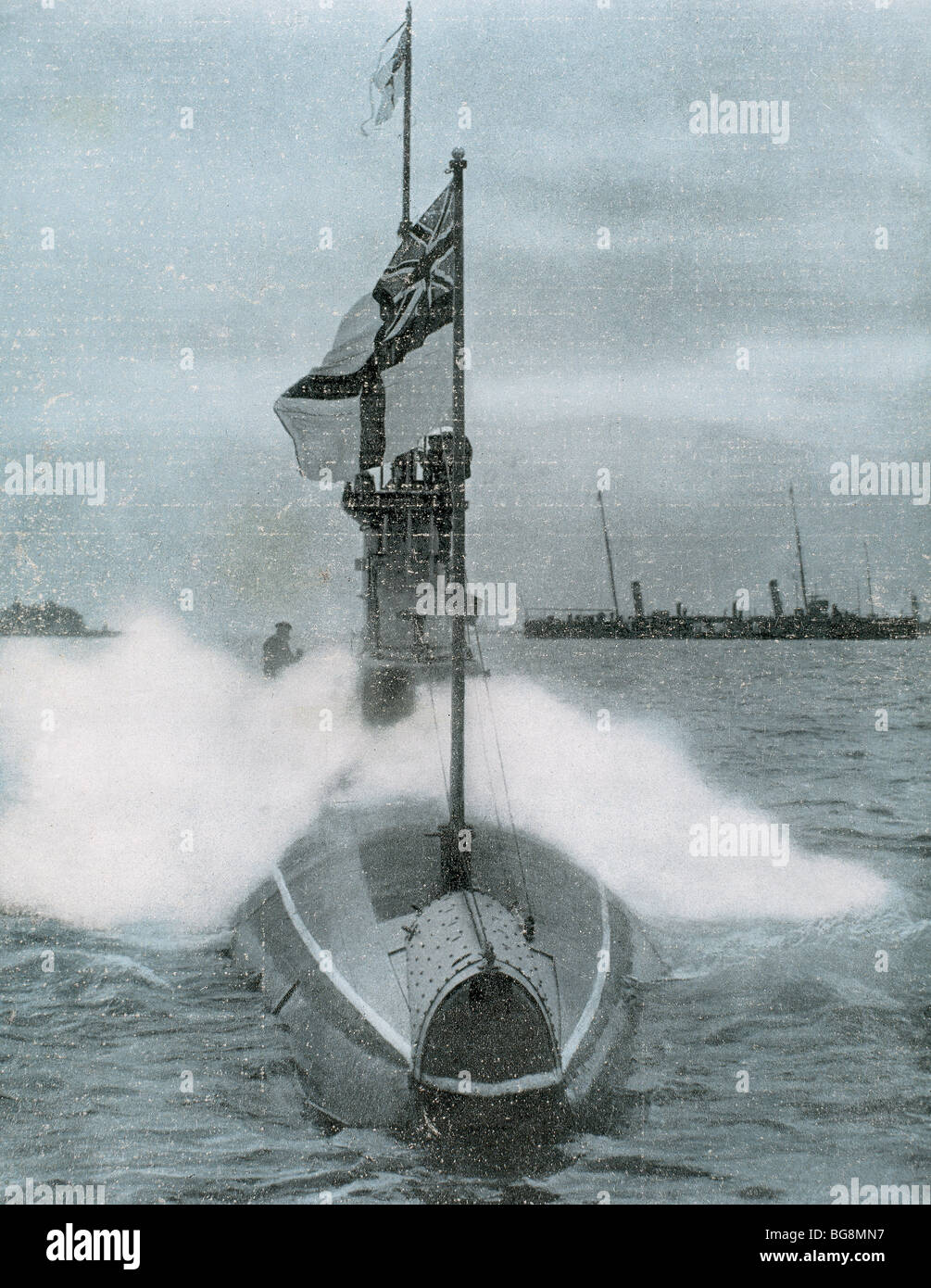 World War I (1914-1918). The British submarine E-8. Sank a german destroyer in the North Sea. Stock Photo