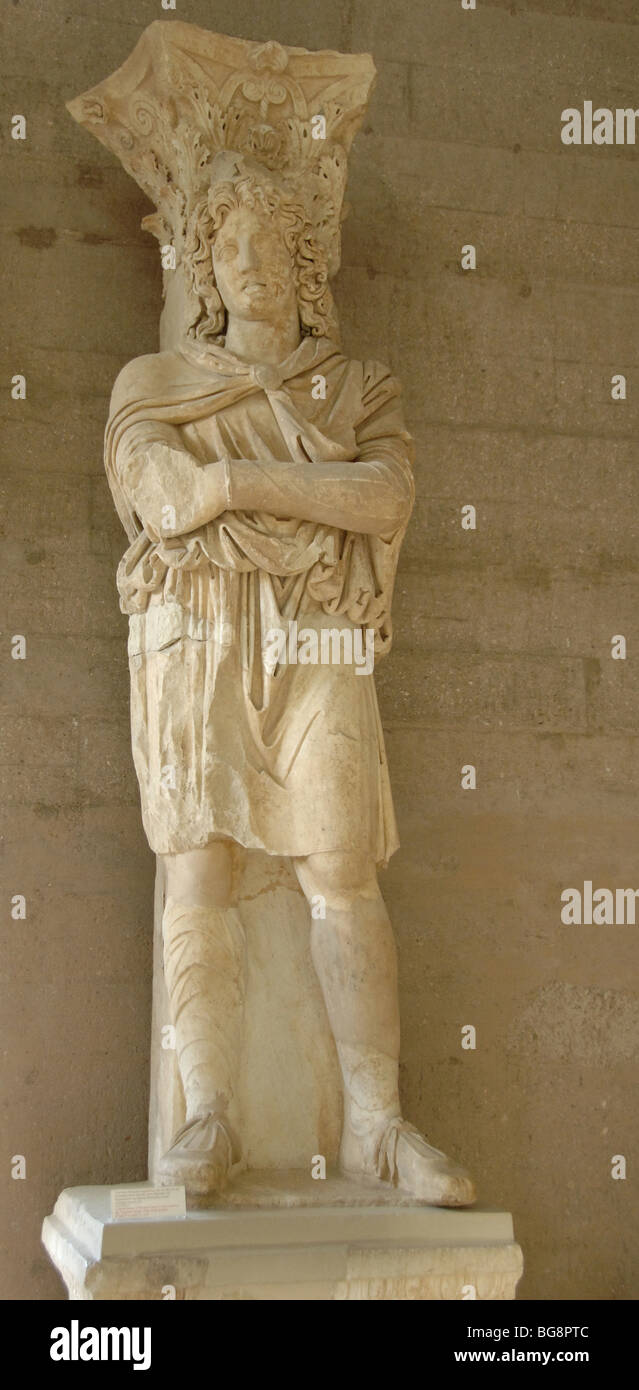 Colossal statue of phrygian prisoner used as a column. Greece. Stock Photo