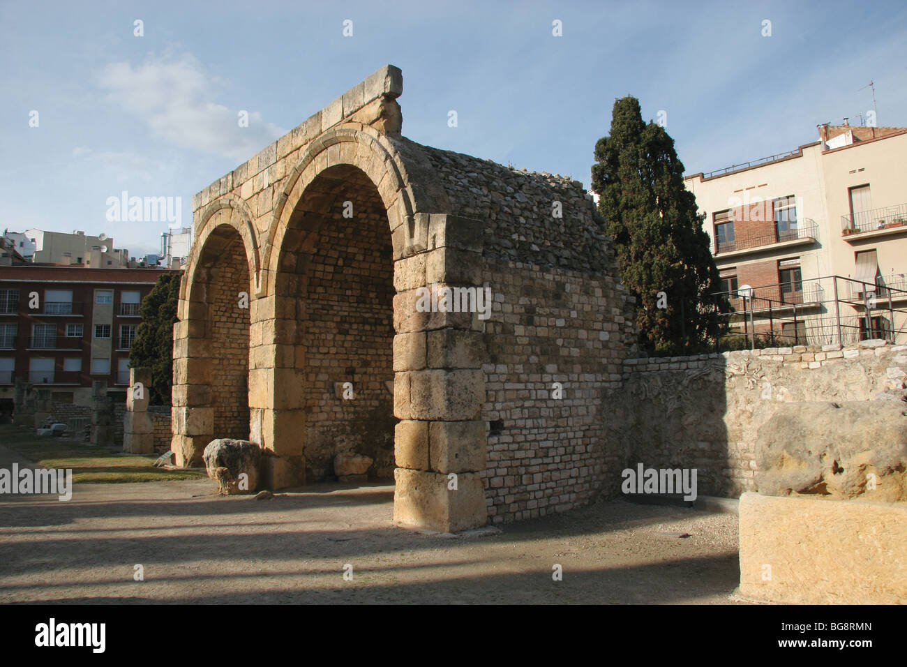 Colonial Forum or Local Forum. Arcade. Tarragona. Catalonia. Spain Stock Photo