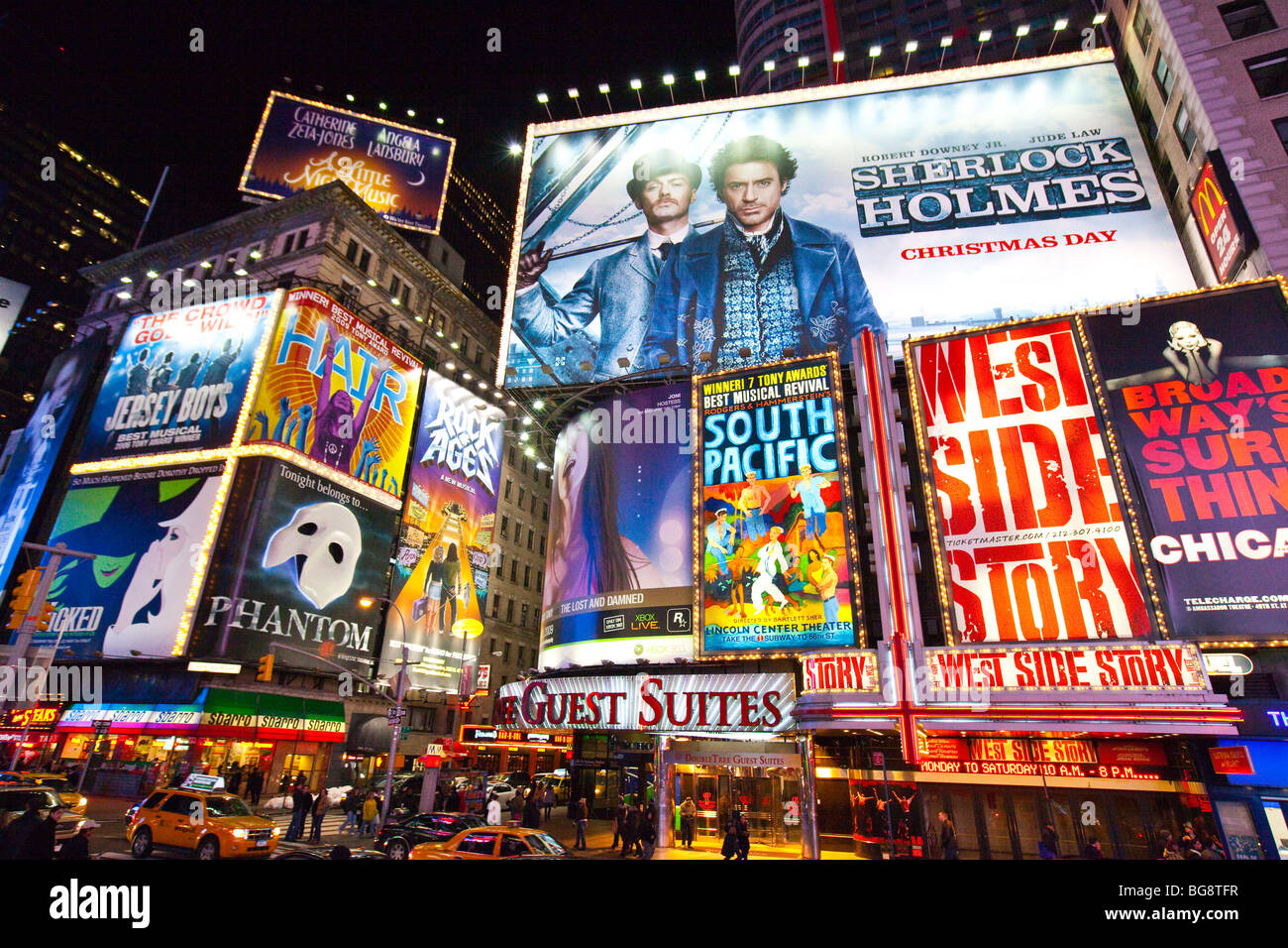 New York times Square broadway view of street showing adverts disney forever  21 twenty one Stock Photo - Alamy