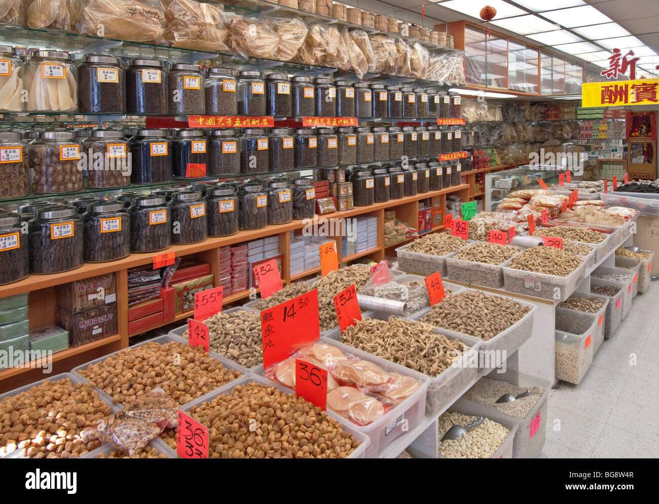 California San Francisco Chinatown herb market Stock Photo