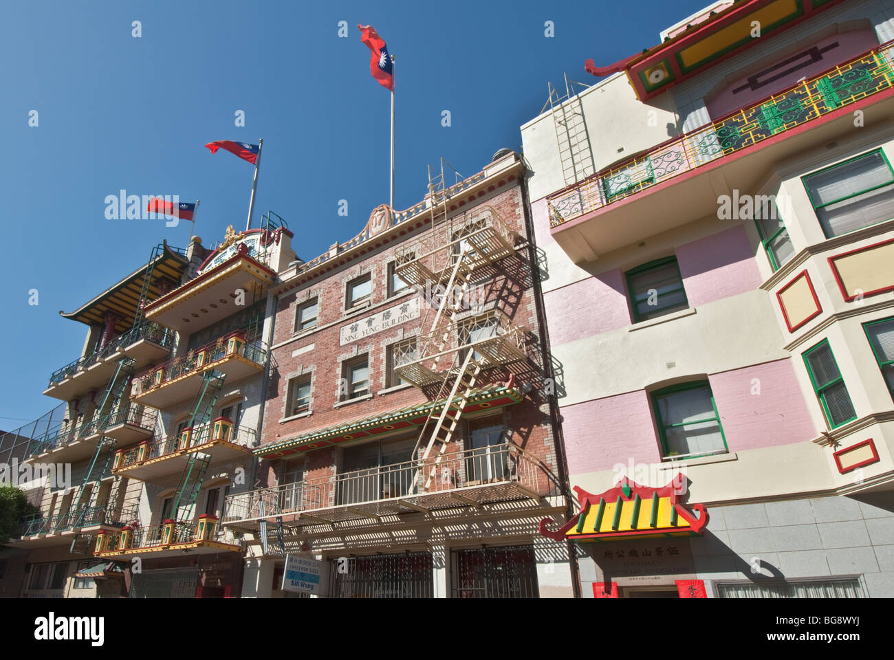 California San Francisco Chinatown apartment building shops restaurants