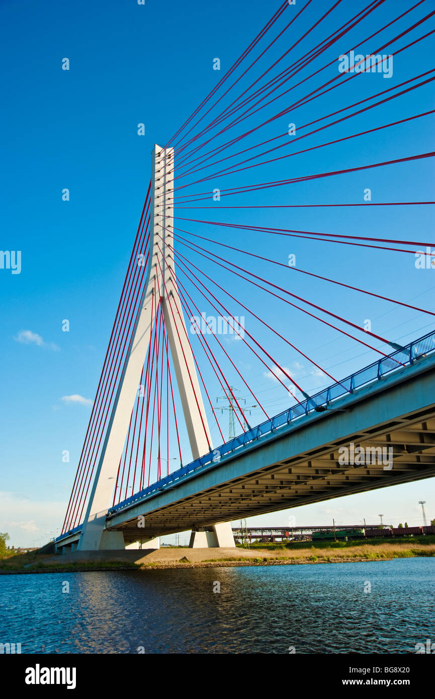 Modern suspension bridge, Gdansk, Poland Stock Photo