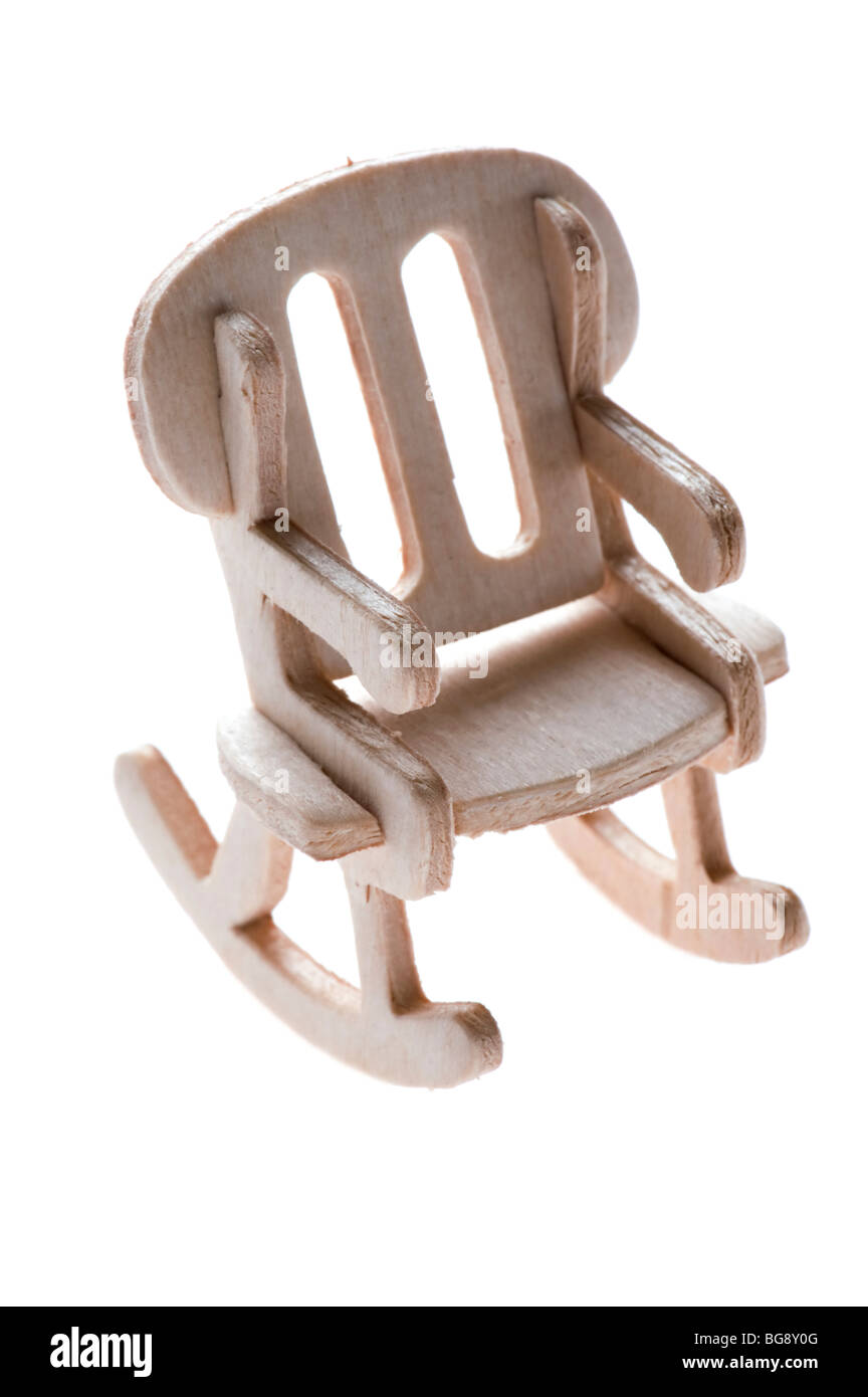 object on white Miniature Rocking Chair macro Stock Photo