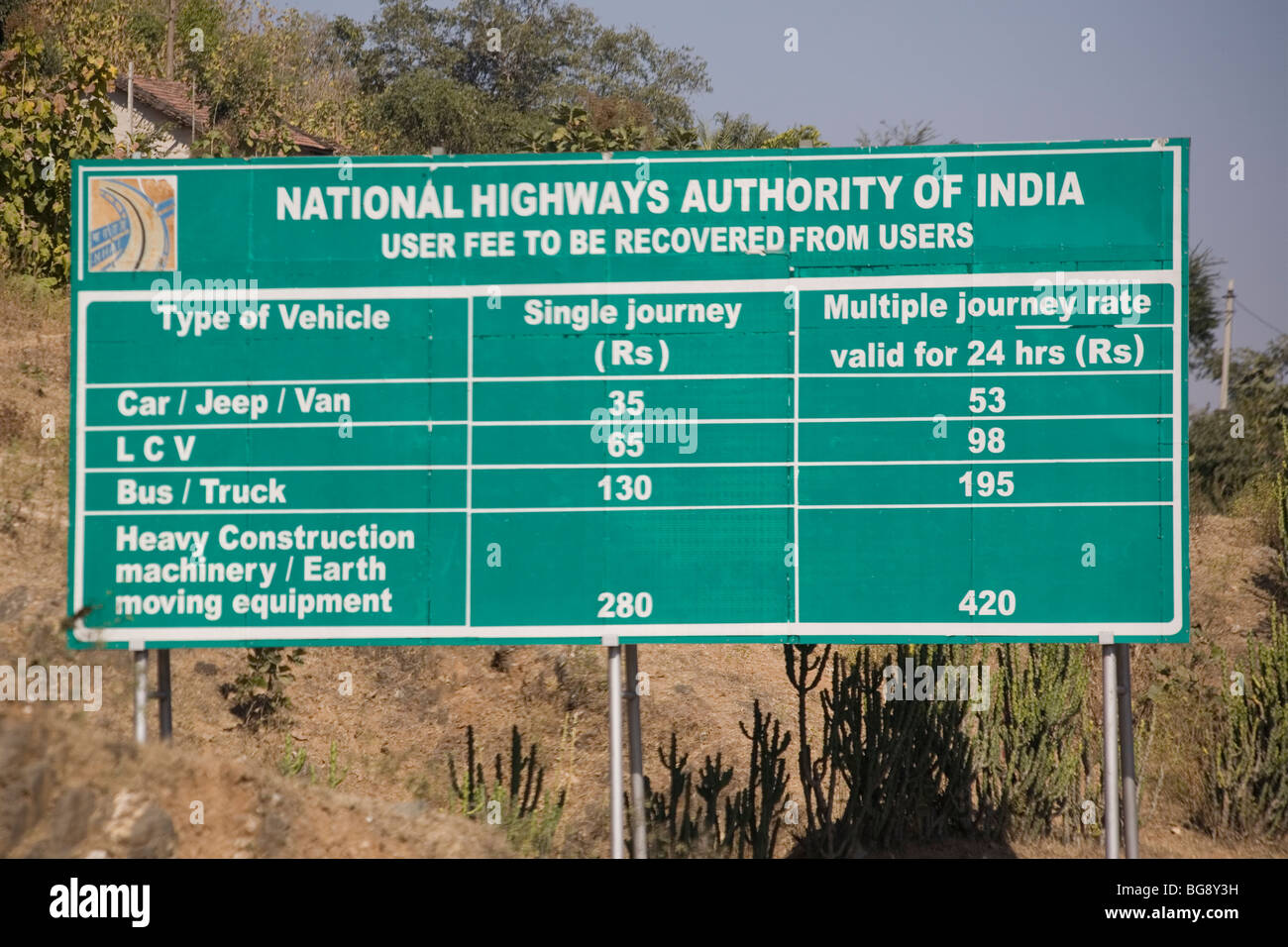 India Rajasthan Highway tollbooth sign Udaipur Stock Photo Alamy
