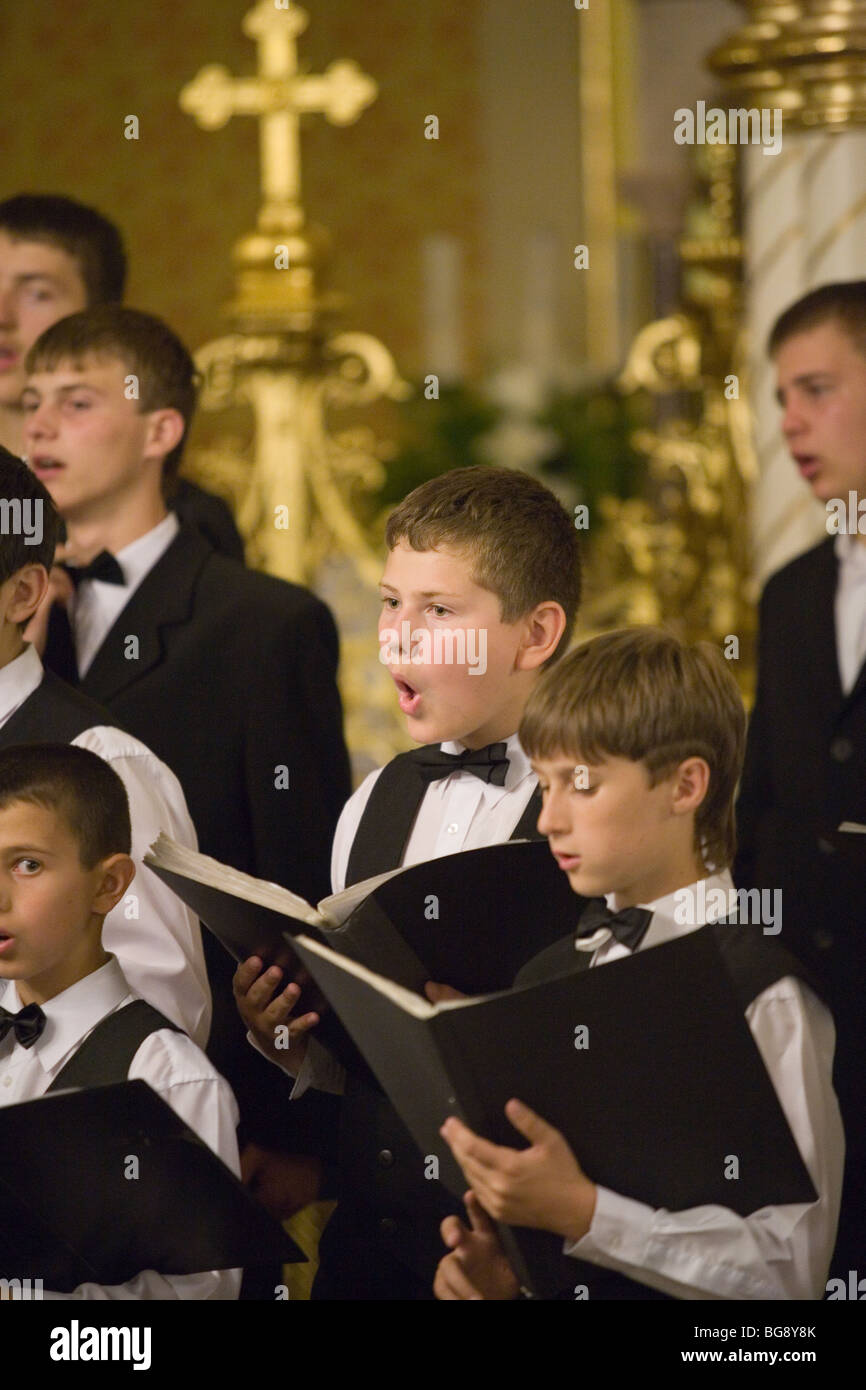 BUDAPEST-October 6: Members of the Boy Choir of Munkacs perform at an Greek Catholic Church (conductor: Volodimir Volontir) Stock Photo