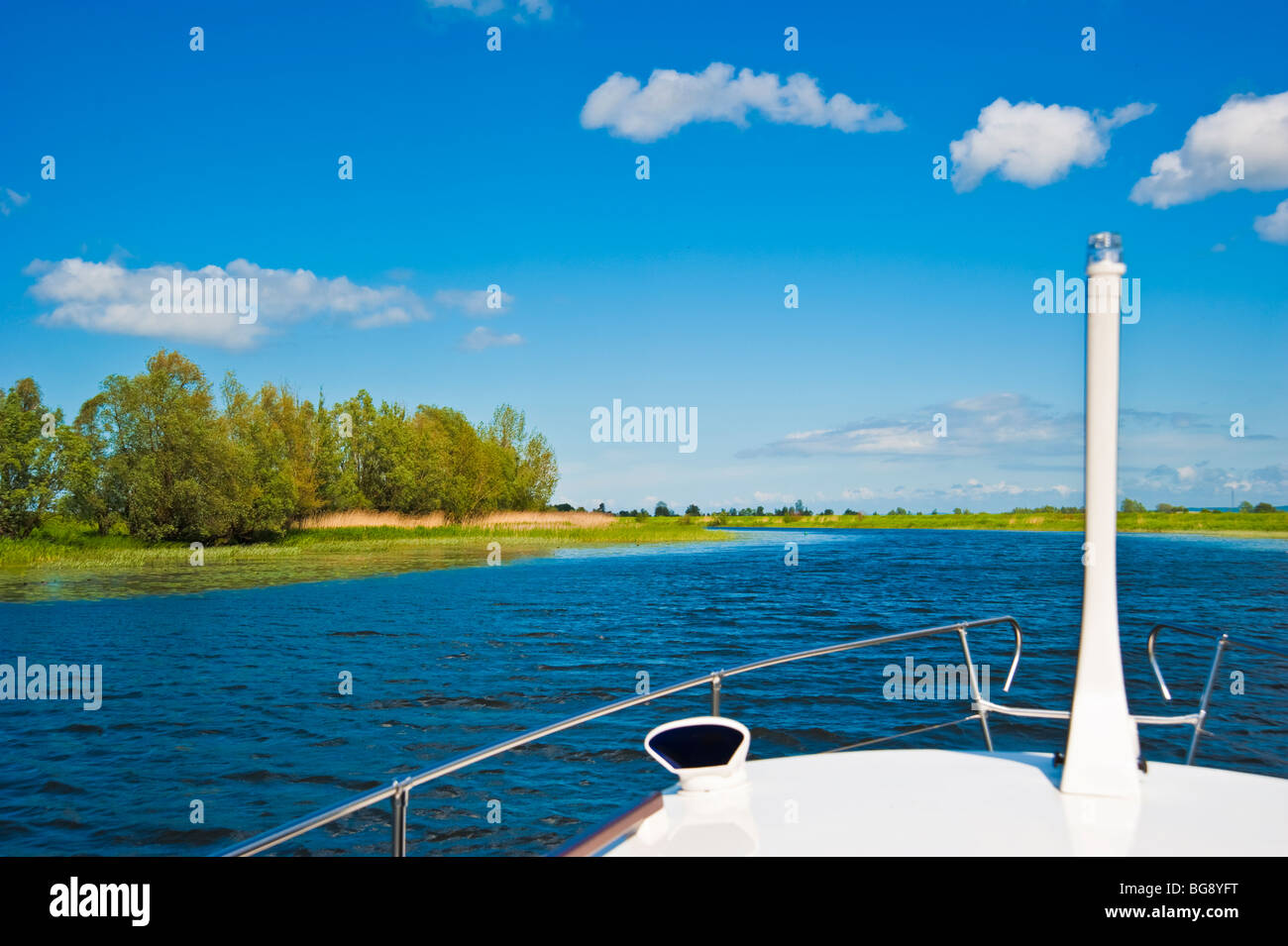 Weichel Rivier Bow of yacht on Szkarpawa River / Elbinger Weichsel / near Rybina ...
