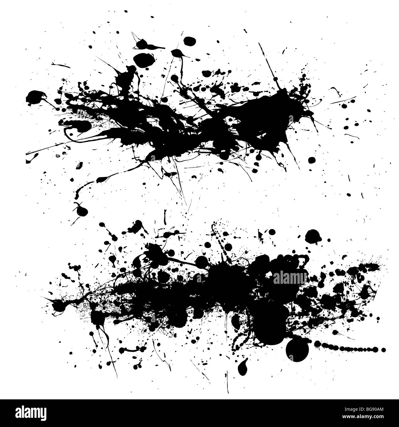 Two ink splat designs with dribble and paint spots Stock Photo - Alamy