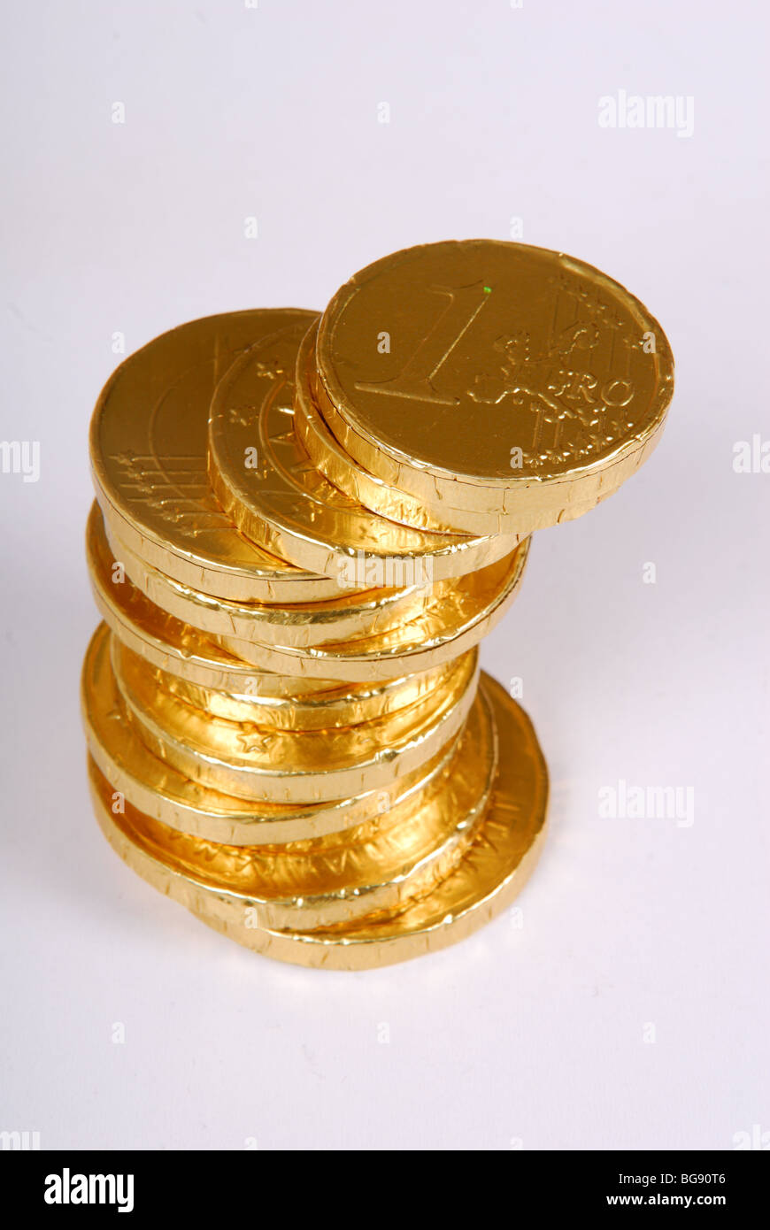 Gold Chocolate Coins Stock Photo Alamy