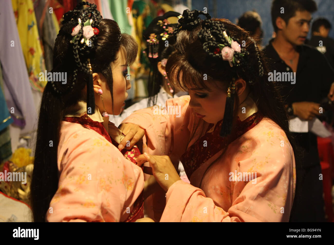 two traditional Taiwanese theater actresses in the lodges Stock Photo