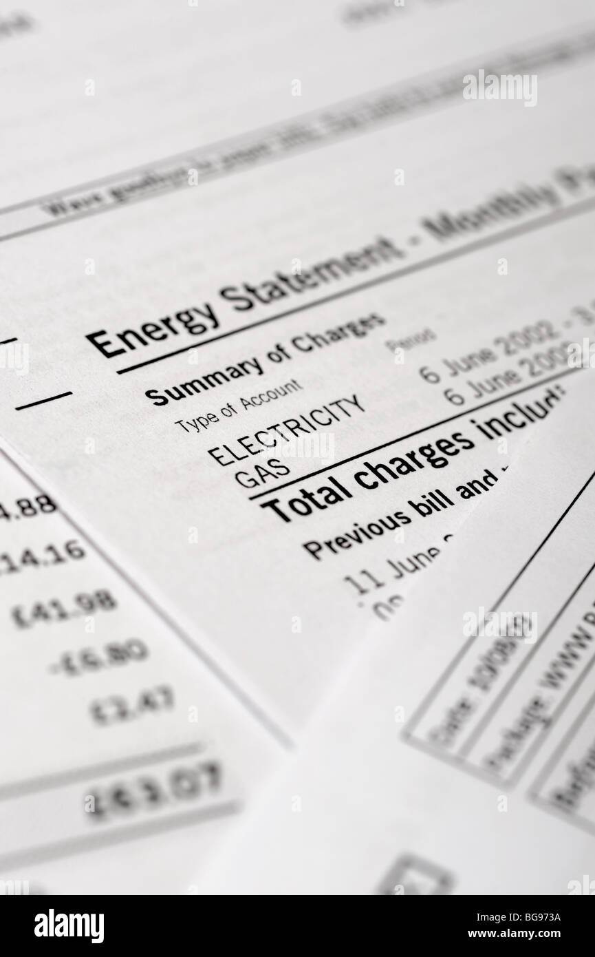 Energy bill Stock Photo