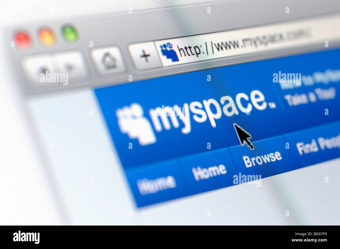 MySpace computer screen close up Stock Photo