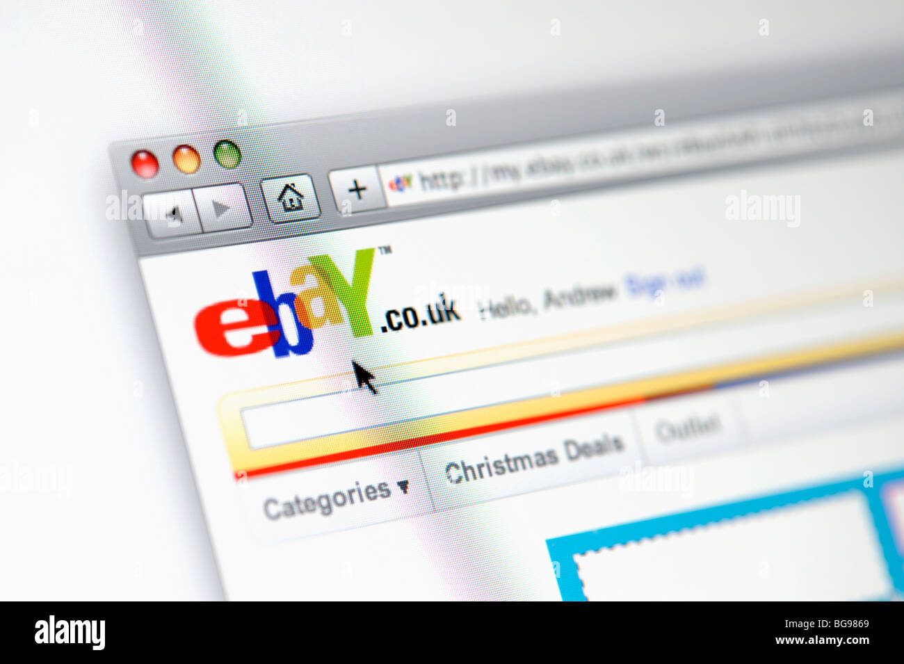 Ebay computer screen close up Stock Photo
