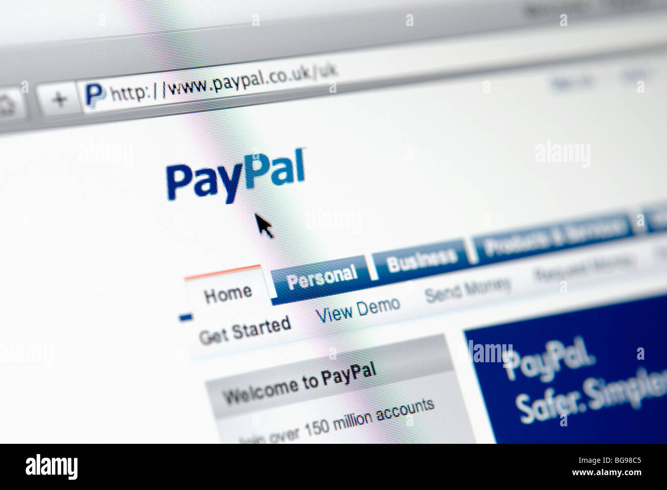 Paypal computer screen close up Stock Photo