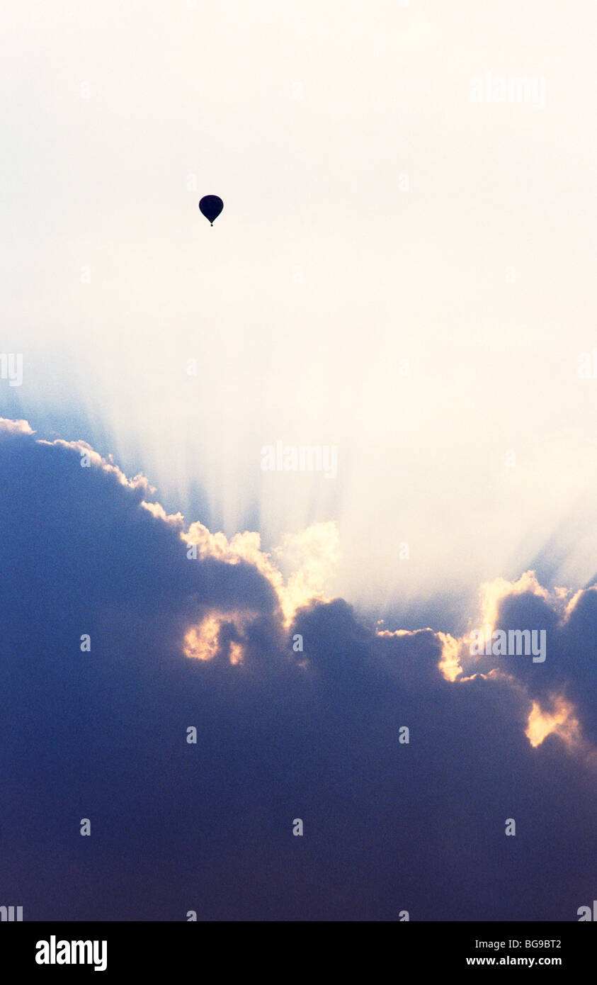Hot air balloons in flight high in the sky Stock Photo - Alamy