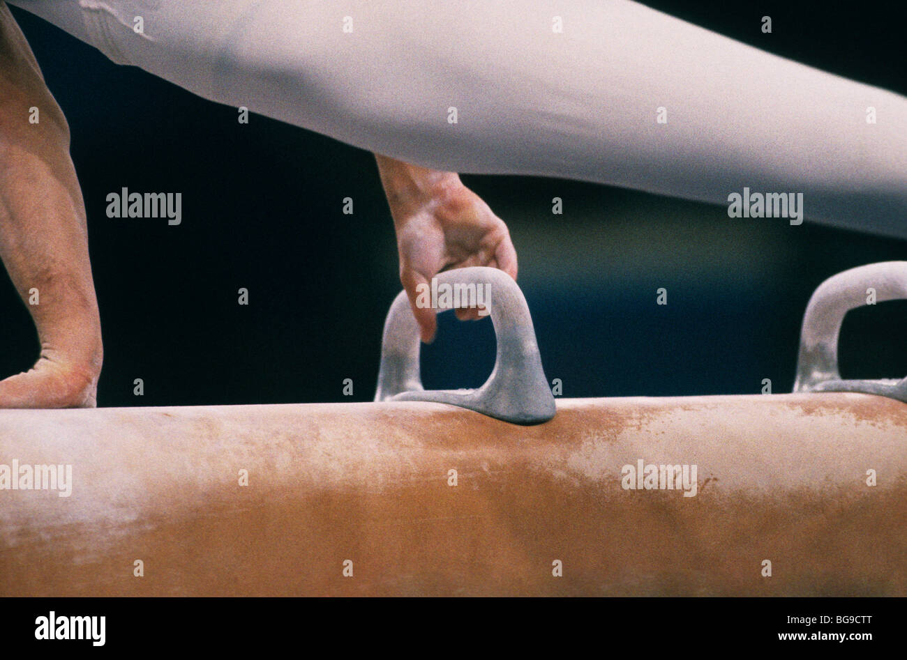 Close up of gymnast performing on pommel horse Stock Photo Alamy