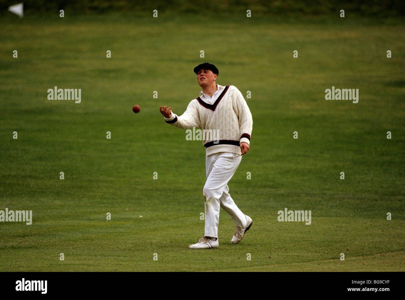 Cricket player throws the ball Stock Photo Alamy