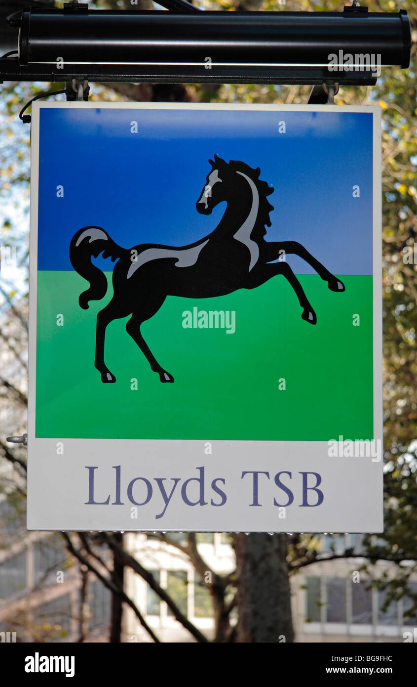The famous black horse brand logo sigo for Lloyds TSB Bank in Victoria London, UK. Stock Photo