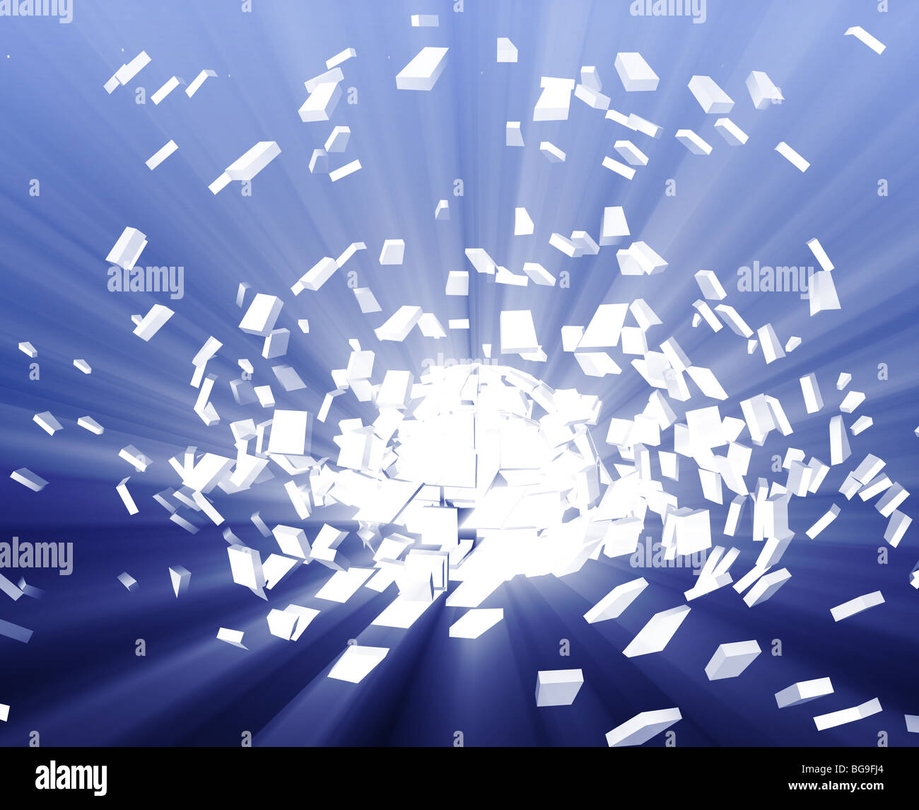 Abstract background illustration of shattered exploding geometric ...