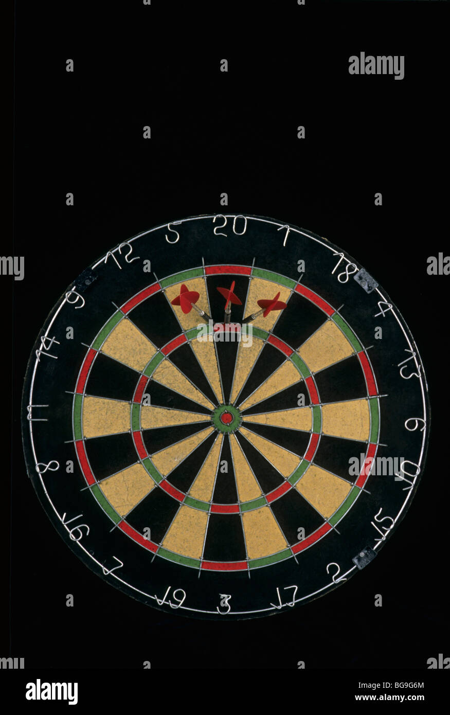 Dart Board With Three Darts In Triple Stock Photo Alamy