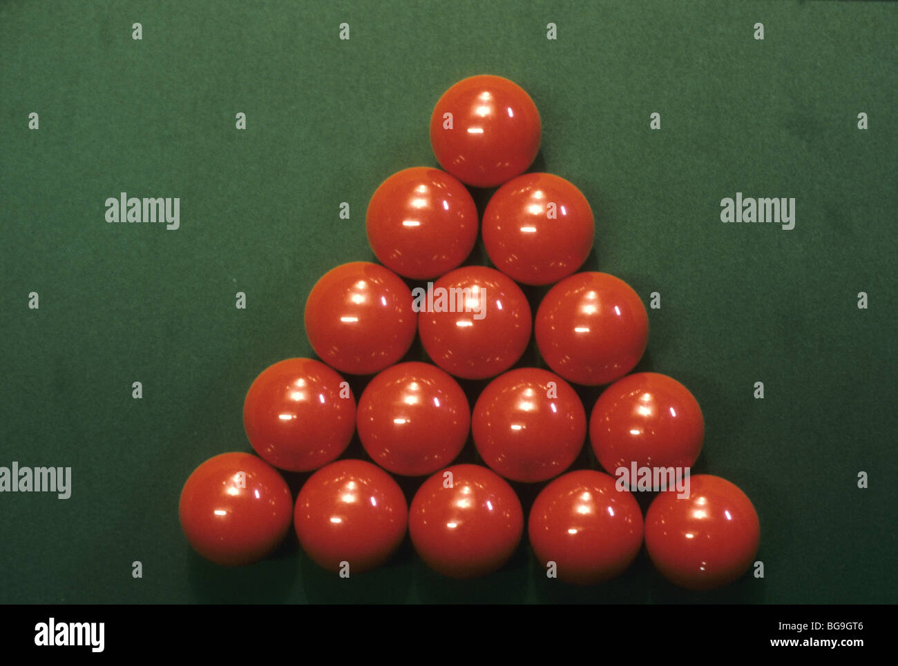 Red snooker balls in formation Stock Photo Alamy