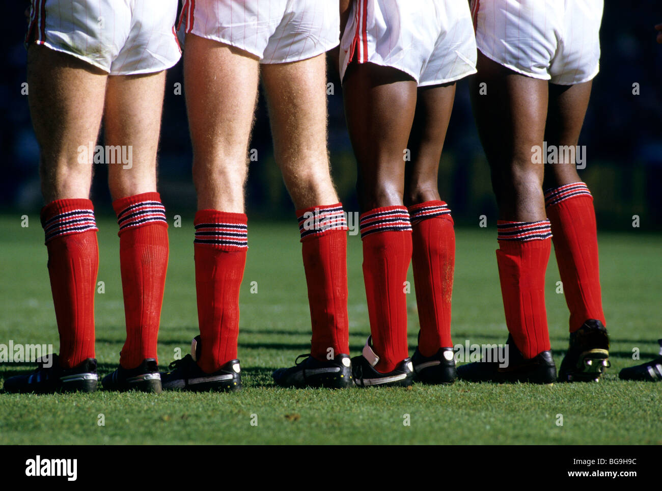 Football players form a defensive wall Stock Photo Alamy