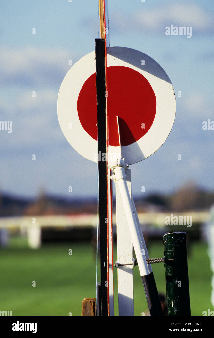 Mile marker at a horse race Stock Photo Alamy