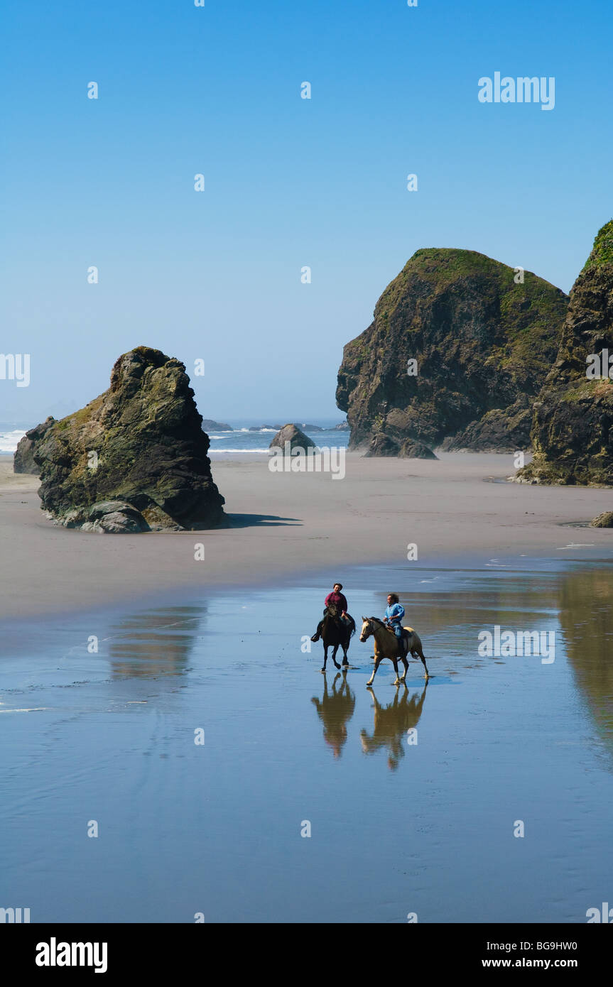 Horseback riding on the beach along the Oregon coast at Pistol River