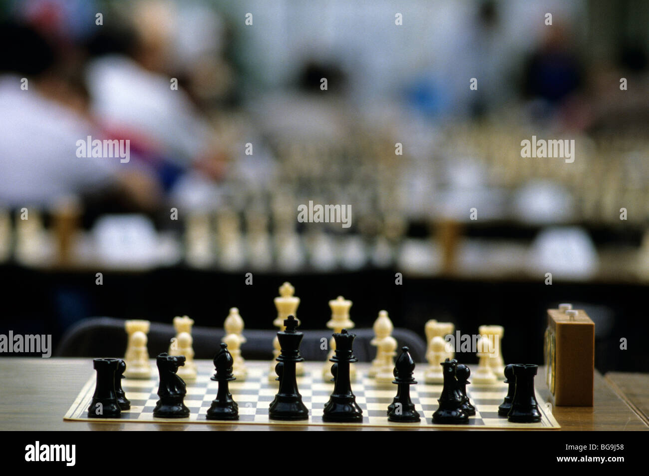 Table set up for a chess competition Stock Photo - Alamy