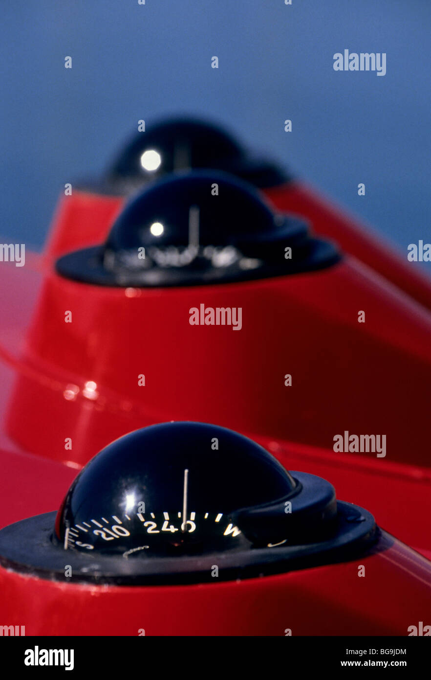 Powerboat compasses detail Stock Photo - Alamy