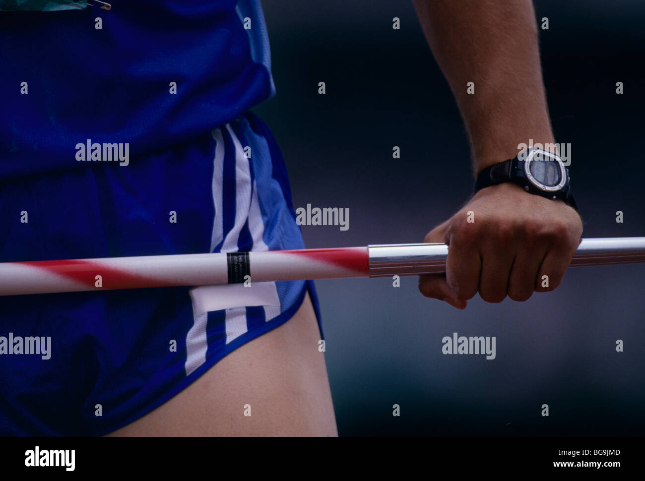 Athlete holding javelin Stock Photo Alamy