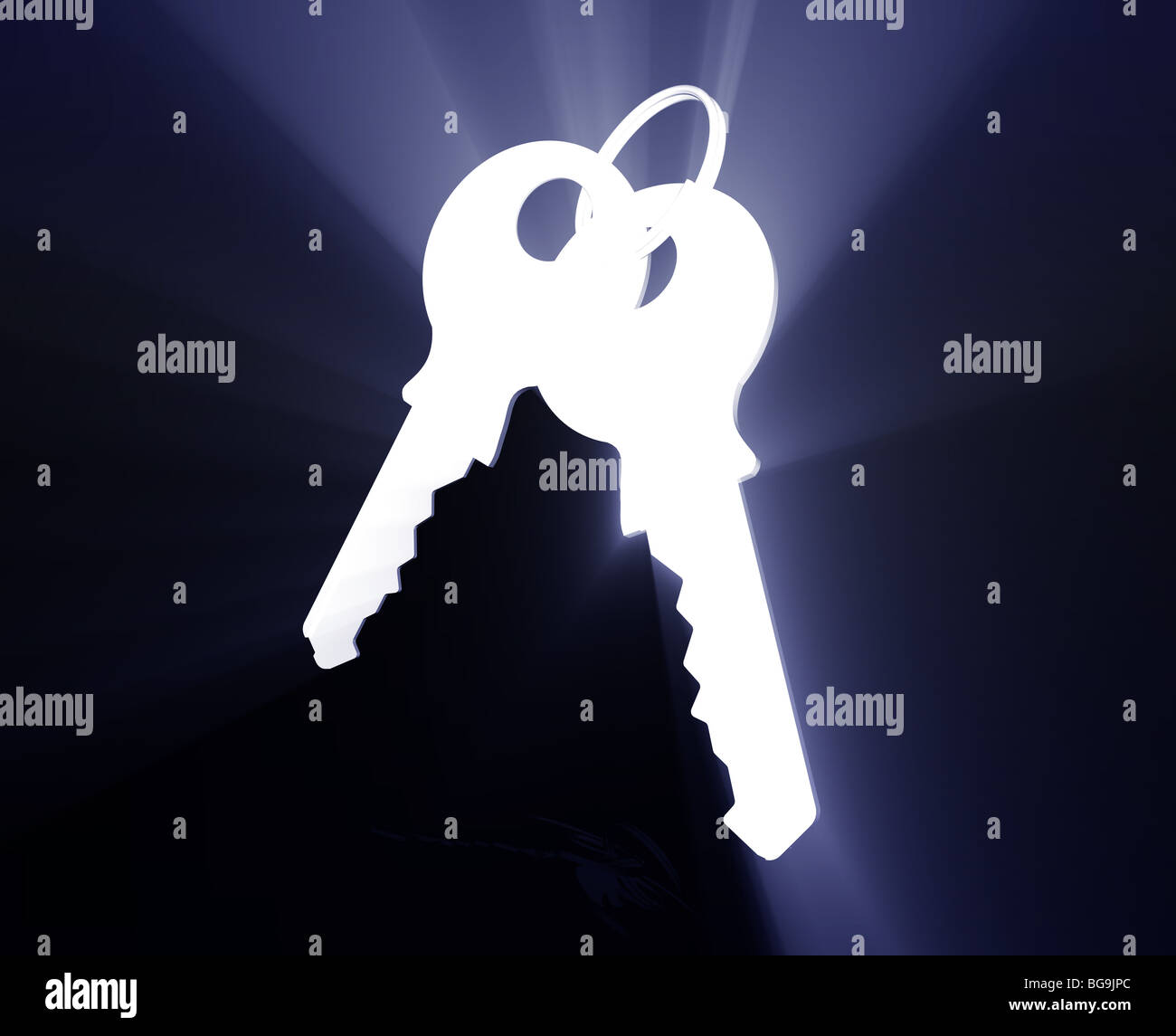 Keys on keyring security access illustration glowing modern concept Stock Photo Alamy