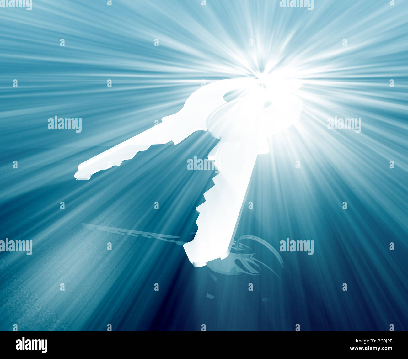 Keys on keyring security access illustration glowing modern concept Stock Photo Alamy