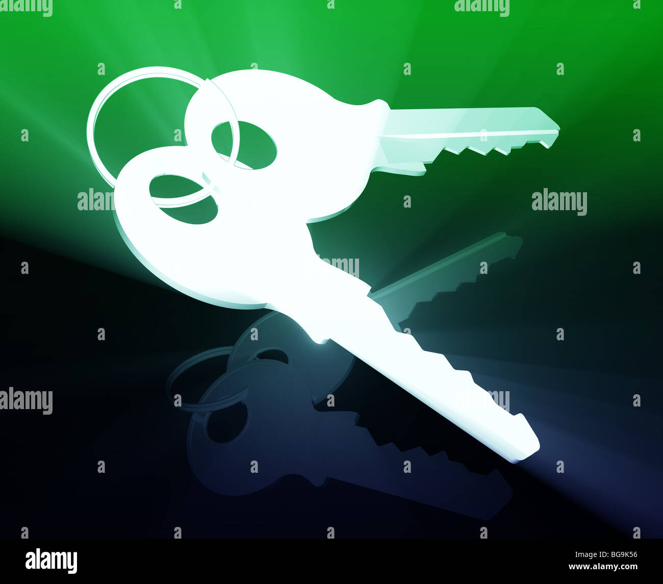 Keys on keyring security access illustration glowing modern concept Stock Photo Alamy