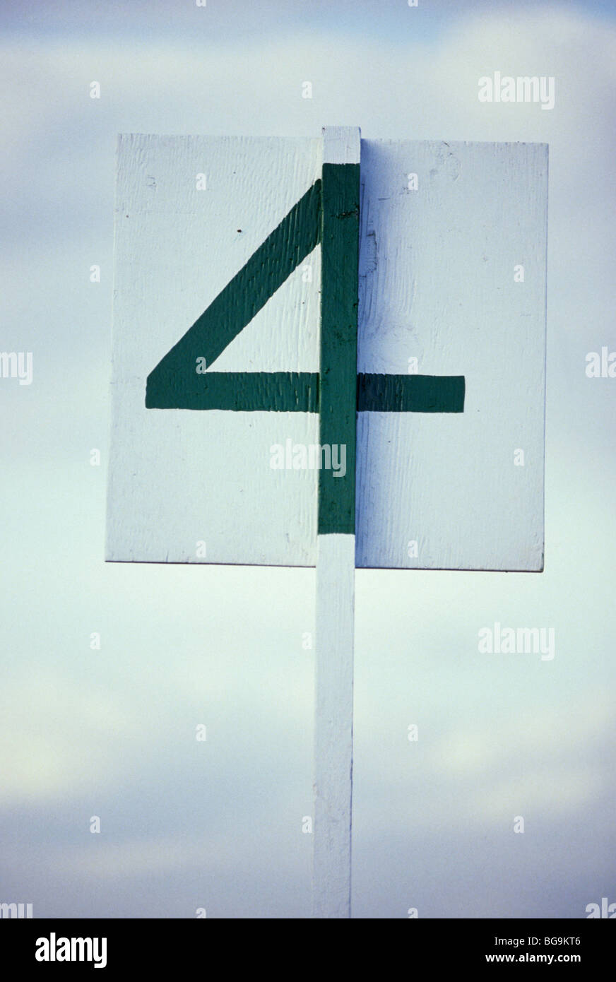 four furlong marker at a horse race Stock Photo Alamy