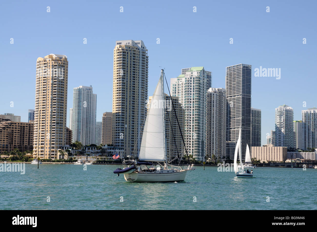 Sailing Yacht and Miami Downtown Skyline, Florida Stock Photo Alamy