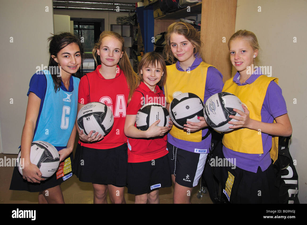 Netball team, Heathfield St.Mary's School, London Road, Ascot, Berkshire, England, United Kingdom Stock Photo