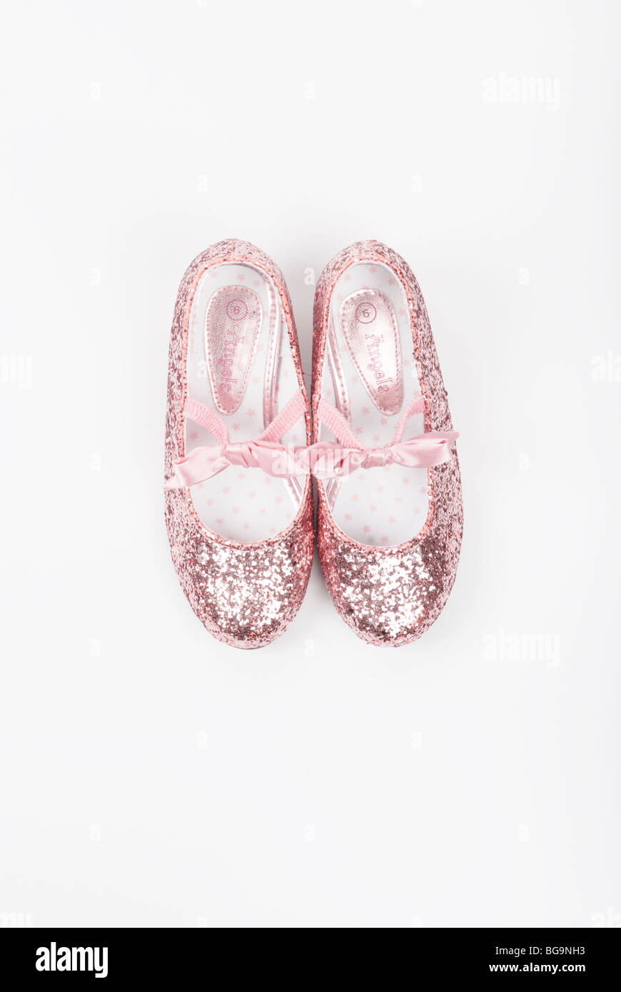 Little childrens' glitter dance shoes Stock Photo