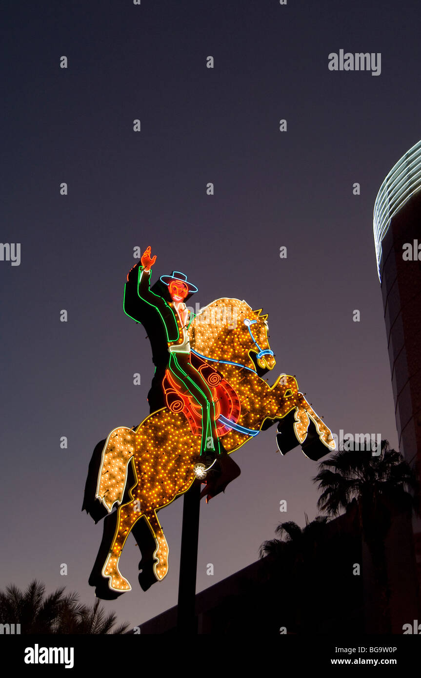 Historic neon signs on display on Fremont Street in Downtown Las Vegas Stock Photo