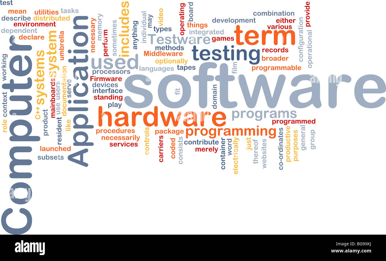 Word cloud concept illustration of computer software Stock Photo - Alamy