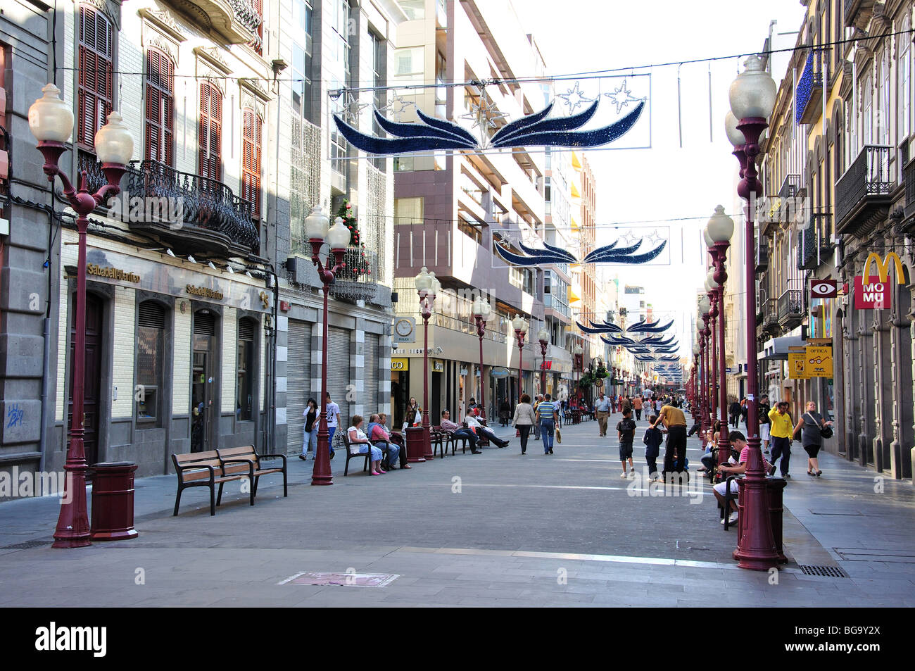 Pedestrianised Calle Mayor de Triana, Las Palmas de Canaria, Gran Canaria, Canary Islands, Spain Stock Photo