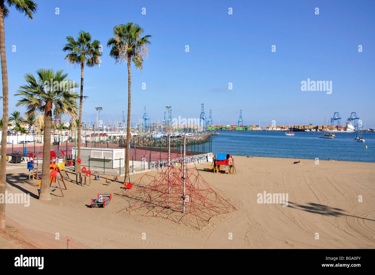 Playa de las Alcaravaneras, Las Palmas de Canaria, Las Palmas Municipality, Gran Canaria, Canary Islands, Spain Stock Photo