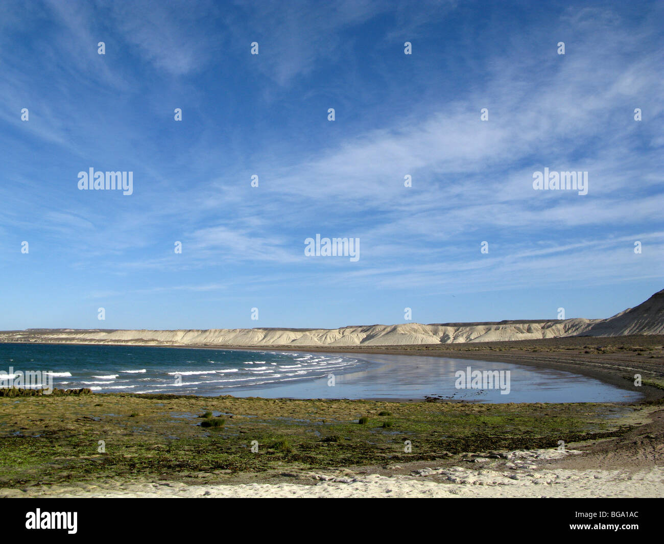 stretch of Patagonian coast South of Puerto Madryn, Chubut, Argentina Stock Photo