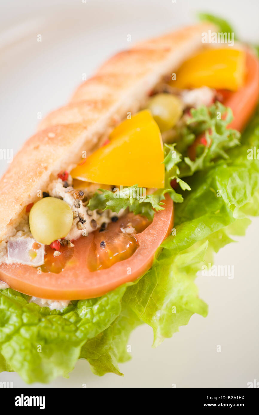 Vegetables and cream cheese sandwiches Stock Photo