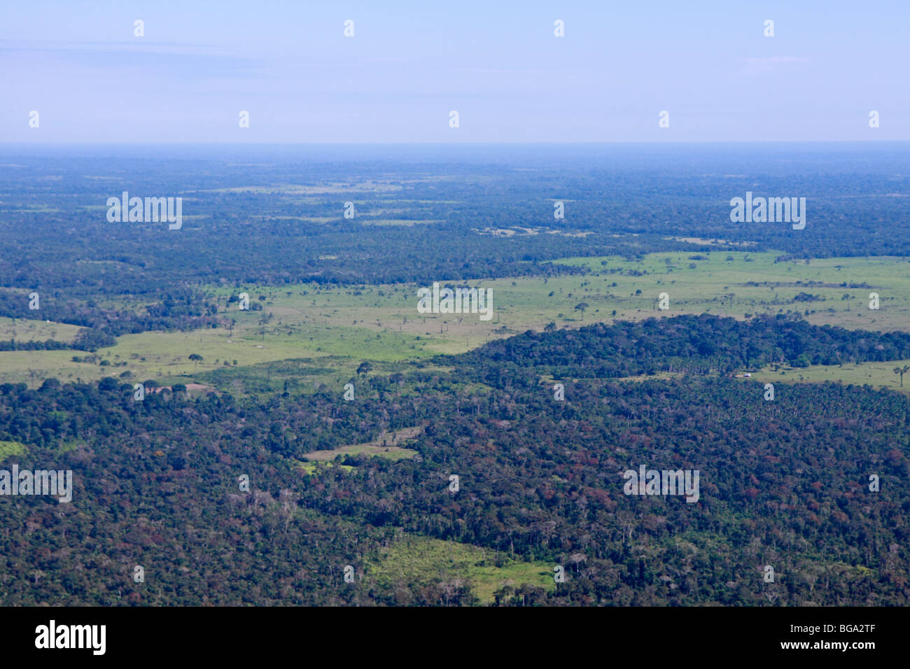 aerial photo of the landscape near Puerto Maldonado, Amazon Area, Peru, South America Stock Photo